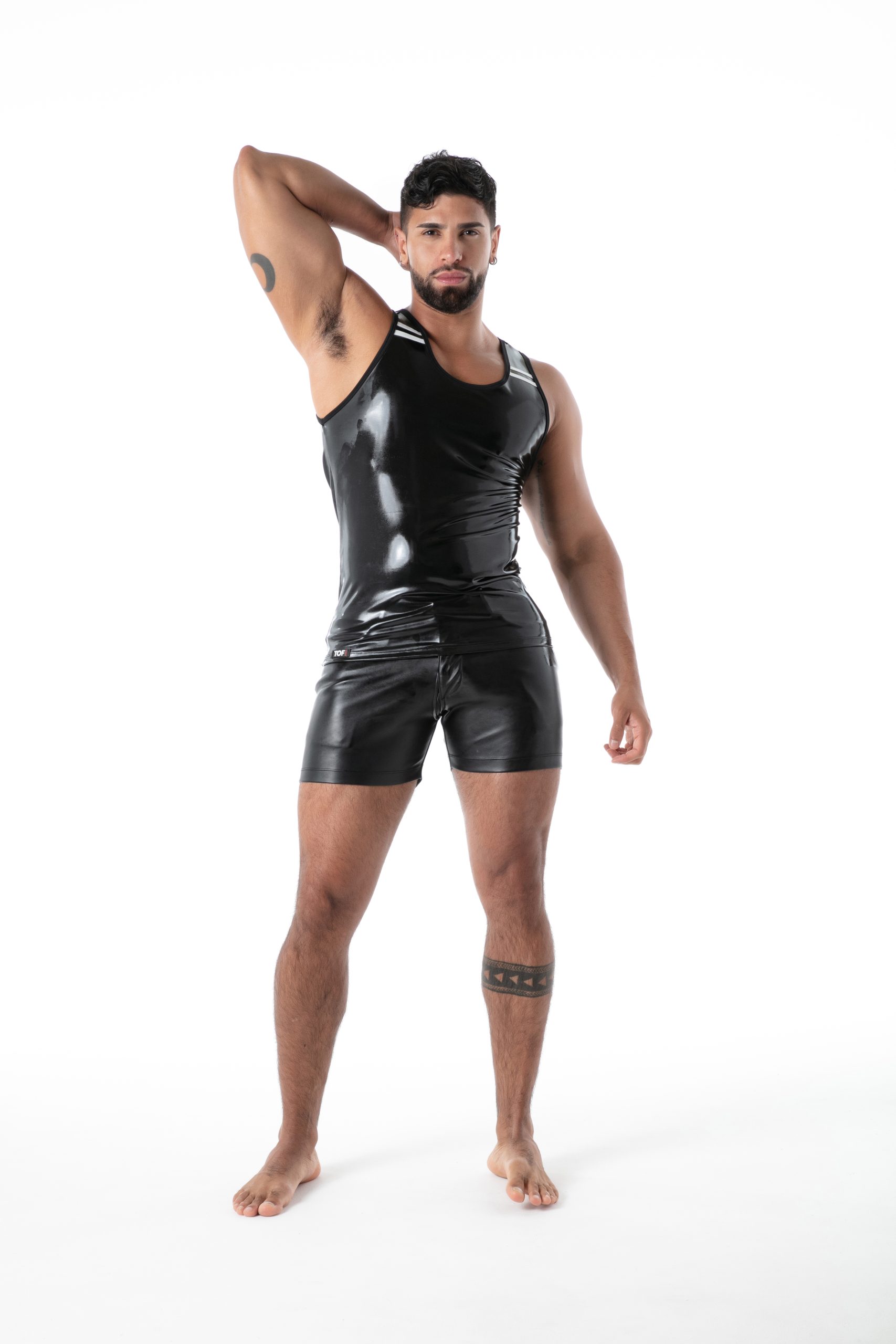 zwarte latex tanktop