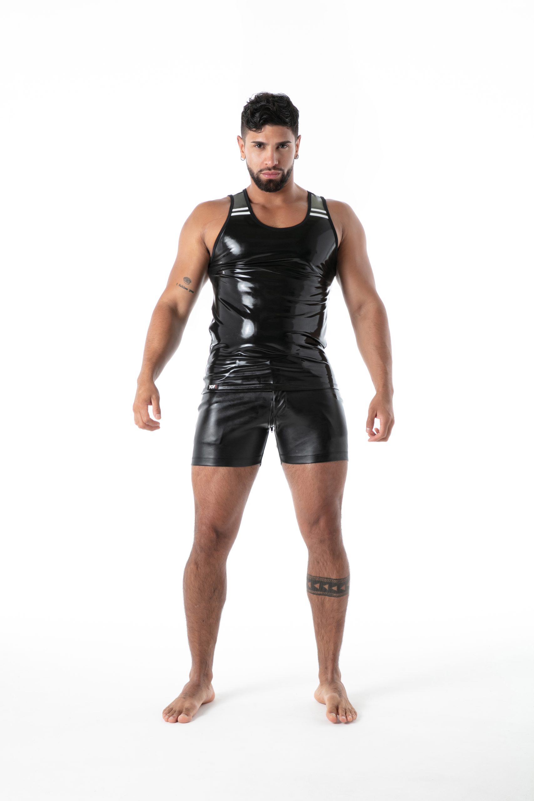 zwarte latex tanktop